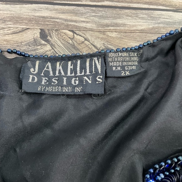 Vintage Jakelin Designs Silk Jacket Sz 2X - Picture 5 of 6